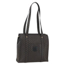 CELINE Macadam Canvas Tote Bag PVC Leather Black Gold Auth ka1178A-1