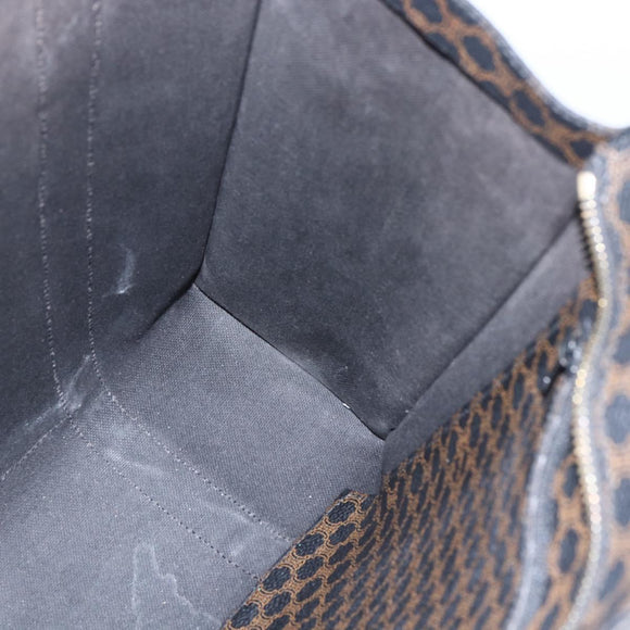 CELINE Macadam Canvas Tote Bag PVC Leather Black Gold Auth ka1178