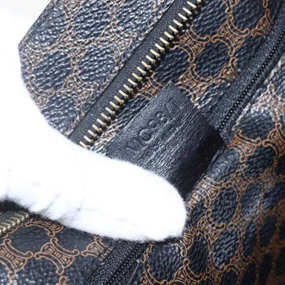 CELINE Macadam Canvas Tote Bag PVC Leather Black Gold Auth ka1178