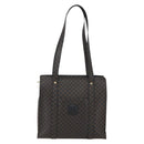 CELINE Macadam Canvas Tote Bag PVC Leather Black Gold Auth ka1178A-13