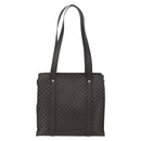 CELINE Macadam Canvas Tote Bag PVC Leather Black Gold Auth ka1178A-2