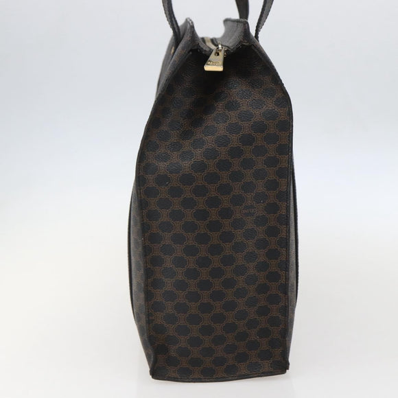 CELINE Macadam Canvas Tote Bag PVC Leather Black Gold Auth ka1178A