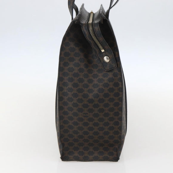 CELINE Macadam Canvas Tote Bag PVC Leather Black Gold Auth ka1178A