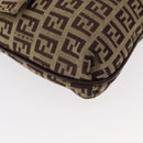 FENDI Zucchino Canvas Shoulder Bag Beige Gold Auth ka118-10