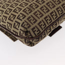 FENDI Zucchino Canvas Shoulder Bag Beige Gold Auth ka118-12