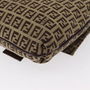 FENDI Zucchino Canvas Shoulder Bag Beige Gold Auth ka118-13