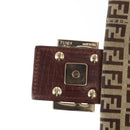 FENDI Zucchino Canvas Shoulder Bag Beige Gold Auth ka118-15