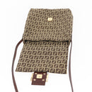 FENDI Zucchino Canvas Shoulder Bag Beige Gold Auth ka118-16