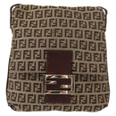 FENDI Zucchino Canvas Shoulder Bag Beige Gold Auth ka118-2