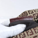 FENDI Zucchino Canvas Shoulder Bag Beige Gold Auth ka118-22