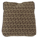 FENDI Zucchino Canvas Shoulder Bag Beige Gold Auth ka118-3