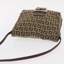 FENDI Zucchino Canvas Shoulder Bag Beige Gold Auth ka118-6