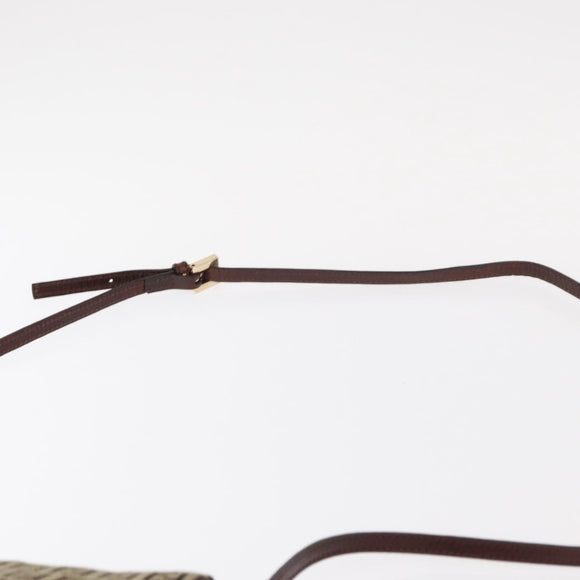 FENDI Zucchino Canvas Shoulder Bag Beige Gold Auth ka118