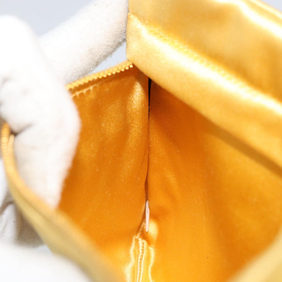 PRADA Pouch Satin Gold Auth ka1184