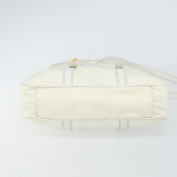 PRADA Hand Bag Nylon 2way White Gold Auth ka1185
