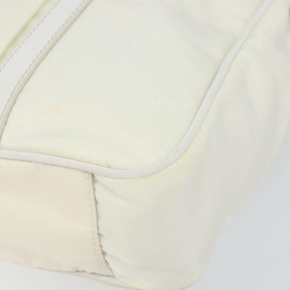 PRADA Hand Bag Nylon 2way White Gold Auth ka1185