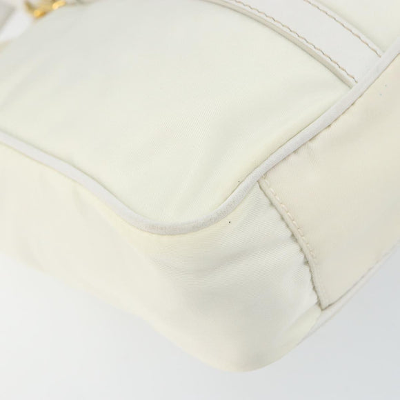 PRADA Hand Bag Nylon 2way White Gold Auth ka1185
