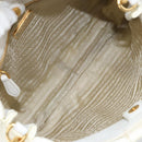 PRADA Hand Bag Nylon 2way White Gold Auth ka1185-18