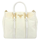 PRADA Hand Bag Nylon 2way White Gold Auth ka1185-2