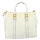PRADA Hand Bag Nylon 2way White Gold Auth ka1185-3