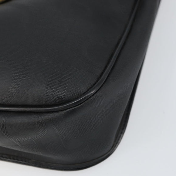 Christian Dior Trotter Canvas Shoulder Bag PVC Black Gold Auth ka1186