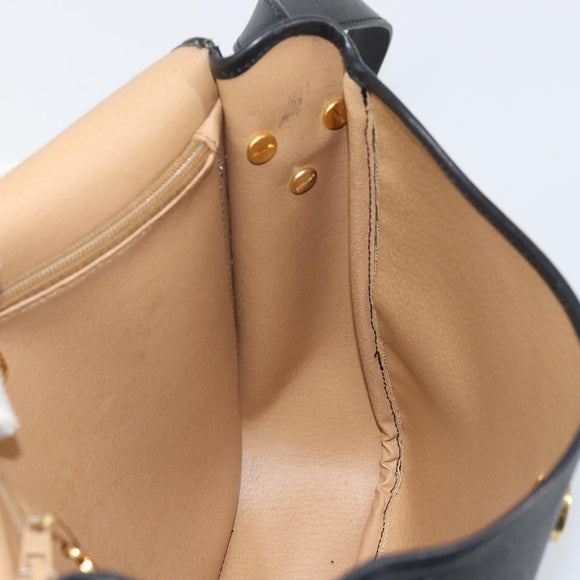 Christian Dior Trotter Canvas Shoulder Bag PVC Black Gold Auth ka1186