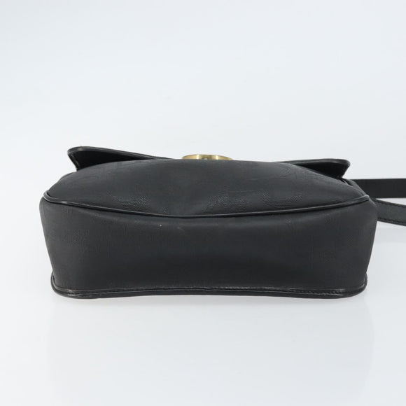 Christian Dior Trotter Canvas Shoulder Bag PVC Black Gold Auth ka1186