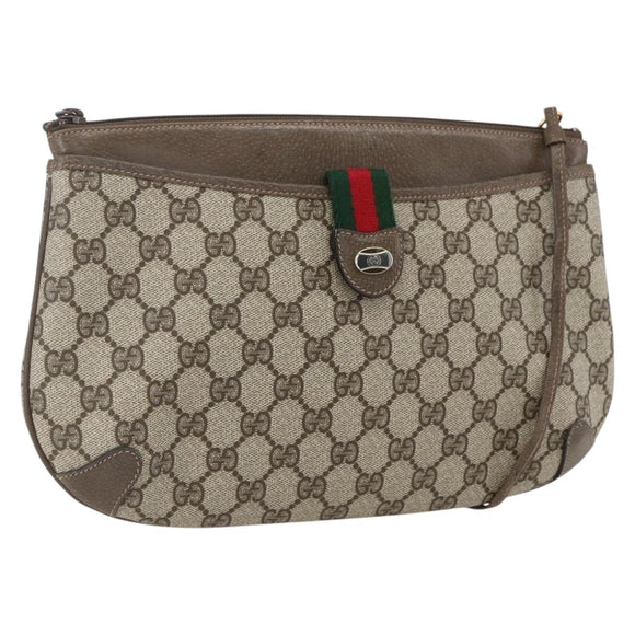 GUCCI GG Supreme Web Sherry Line Shoulder Bag PVC Beige 39 02 026 Auth ka1189