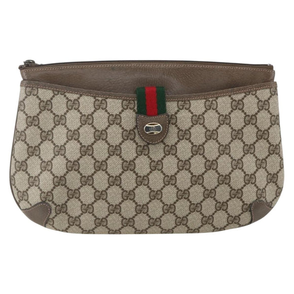 GUCCI GG Supreme Web Sherry Line Shoulder Bag PVC Beige 39 02 026 Auth ka1189