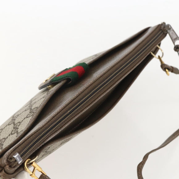 GUCCI GG Supreme Web Sherry Line Shoulder Bag PVC Beige 39 02 026 Auth ka1189