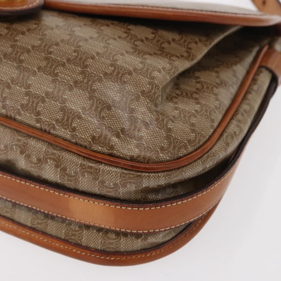 CELINE Macadam Canvas Shoulder Bag PVC Beige Gold Auth ka119
