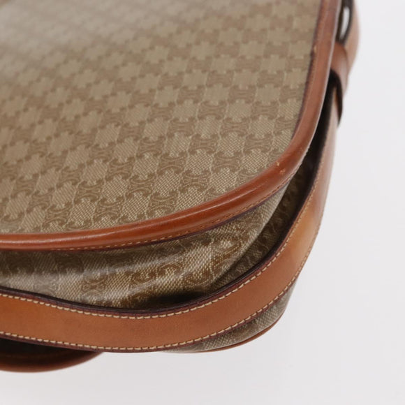 CELINE Macadam Canvas Shoulder Bag PVC Beige Gold Auth ka119