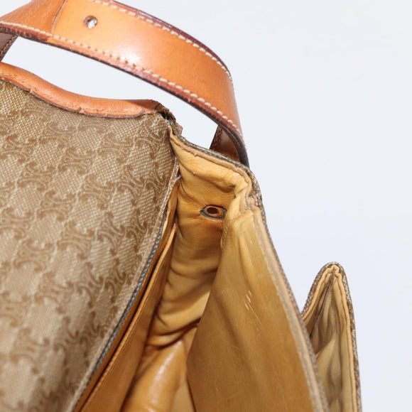 CELINE Macadam Canvas Shoulder Bag PVC Beige Gold Auth ka119
