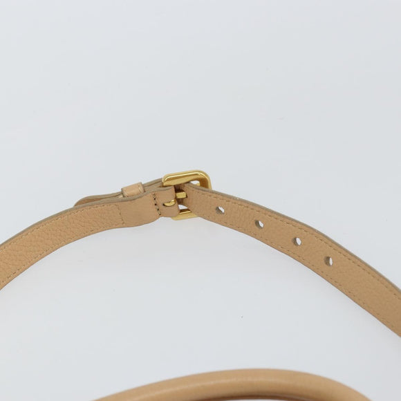 PRADA Handtas Leer 2-weg Beige Goud Auth ka1190