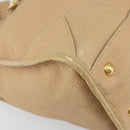 PRADA Handtas Leer 2-weg Beige Goud Auth ka1190-15