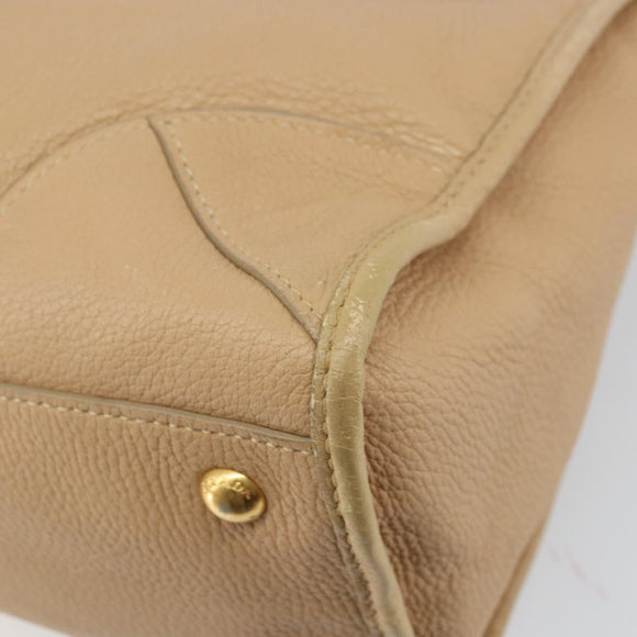PRADA Handtas Leer 2-weg Beige Goud Auth ka1190