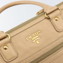 PRADA Hand Bag Leather 2way Beige Gold Auth ka1190-19