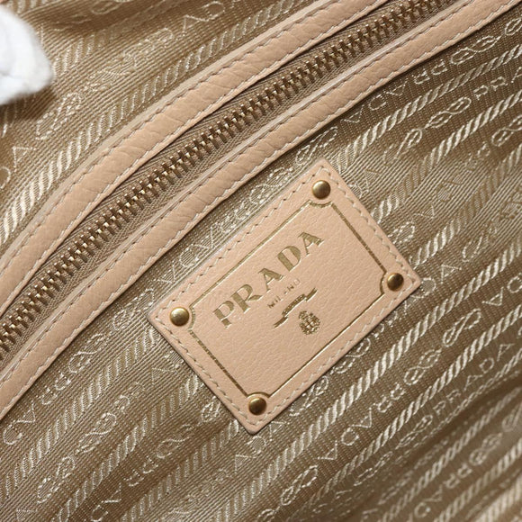 PRADA Hand Bag Leather 2way Beige Gold Auth ka1190