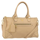 PRADA Handtas Leer 2-weg Beige Goud Auth ka1190-1