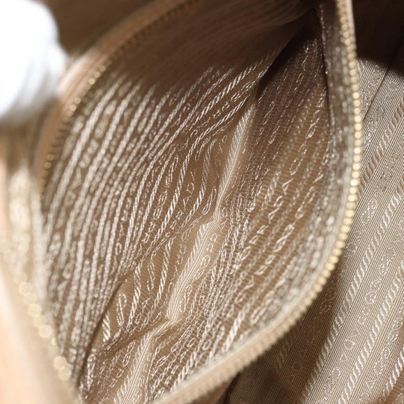 PRADA Hand Bag Leather 2way Beige Gold Auth ka1190