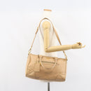 PRADA Hand Bag Leather 2way Beige Gold Auth ka1190-27