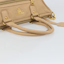 PRADA Handtas Leer 2-weg Beige Goud Auth ka1190-7