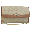 Christian Dior Honeycomb Canvas Chain Shoulder Bag PVC Beige Gold Auth ka1192-1