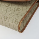 Christian Dior Honeycomb Canvas Chain Shoulder Bag PVC Beige Gold Auth ka1192-9