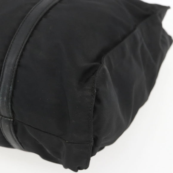 PRADA Shoulder Bag Nylon Leather Black Silver Auth ka1204