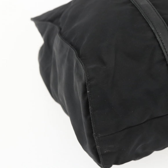 PRADA Shoulder Bag Nylon Leather Black Silver Auth ka1204