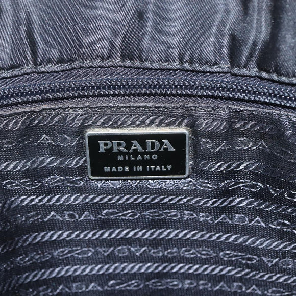 PRADA Shoulder Bag Nylon Leather Black Silver Auth ka1204