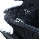 PRADA Shoulder Bag Nylon Leather Black Silver Auth ka1204-18
