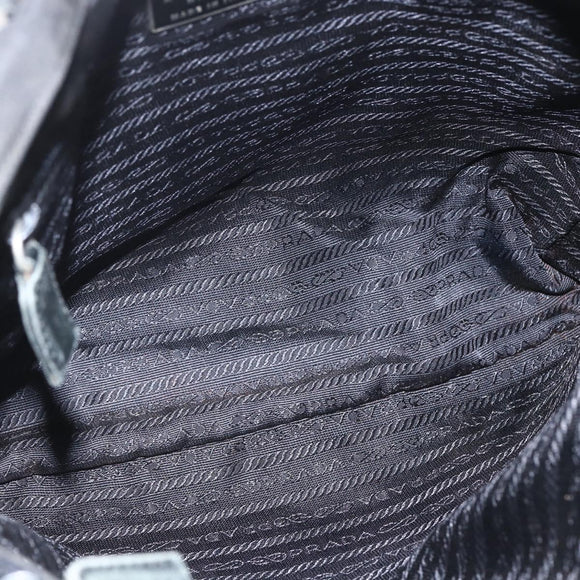 PRADA Shoulder Bag Nylon Leather Black Silver Auth ka1204