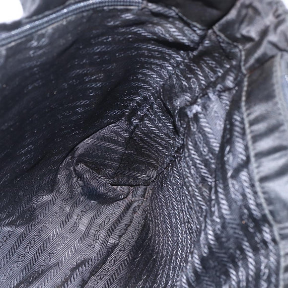 PRADA Shoulder Bag Nylon Leather Black Silver Auth ka1204